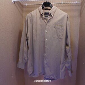 Nautica Vintage Beige Oxford Button-Down Shirt - Size XL, 100% Cotton
